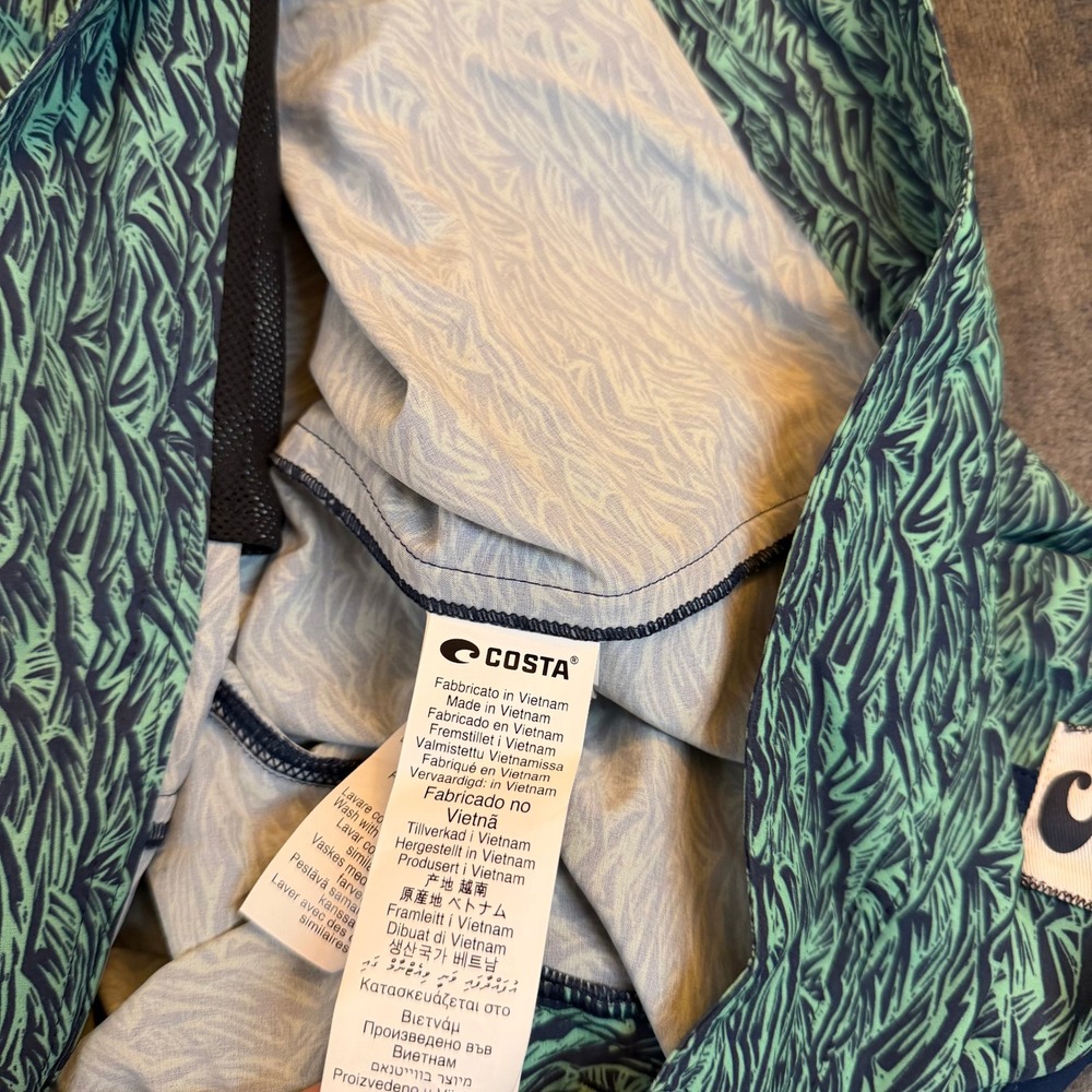 Costa Men's Blue and Green Wave-Print Swim Board Shorts - Picture 5 of 12